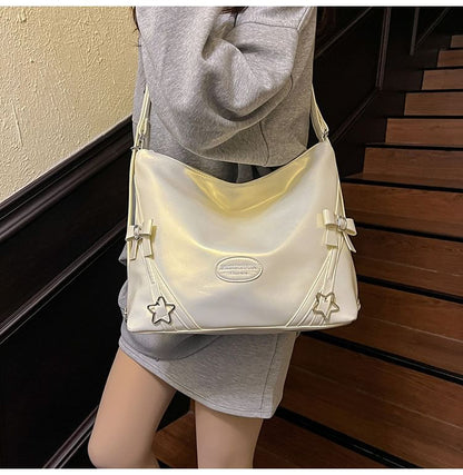 Bow Star Buckled Faux Leather Crossbody Bag