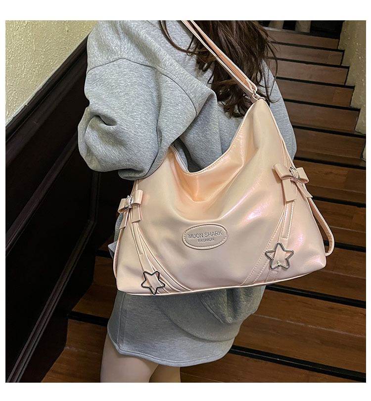 Bow Star Buckled Faux Leather Crossbody Bag