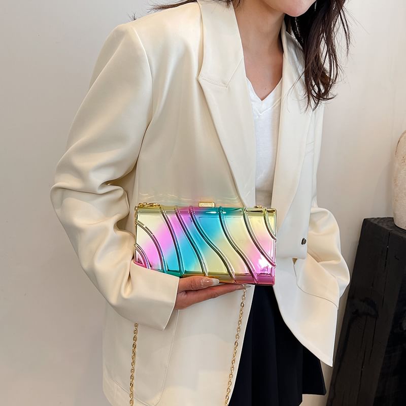 Chain Strap Textured Crossbody Bag