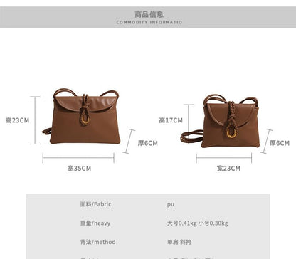 Plain Knot Faux Leather Flap Crossbody Bag