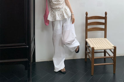 Floral Print Ruched Ruffle Hem Tube Top