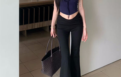 Sweetheart Neckline Off-Shoulder Plain Bow Accent Slim Fit Crop Top