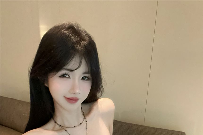 Paisley Print Ruched Slit Tube Top