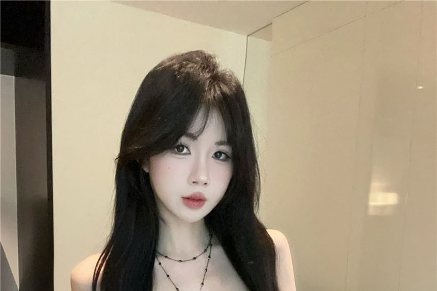 Paisley Print Ruched Slit Tube Top