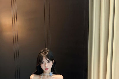 Plaid Asymmetrical Ruched Tube Top