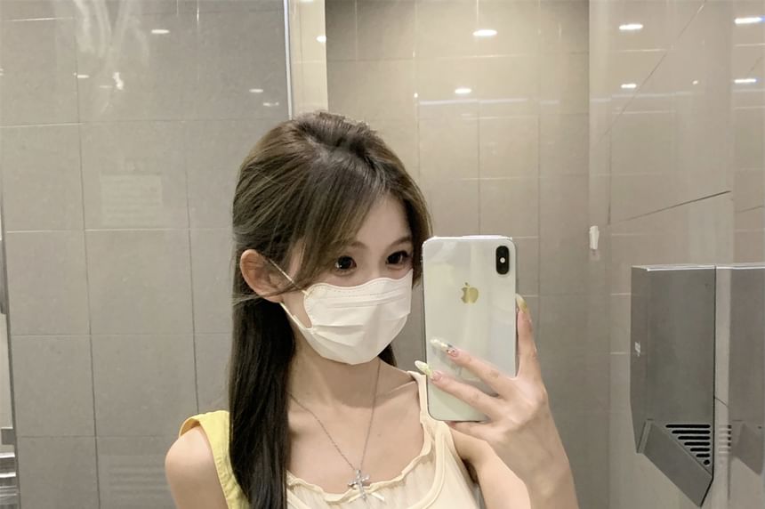 Mock Two-Piece Scoop Neck Two Tone Lettuce Edge Crop Camisole Top