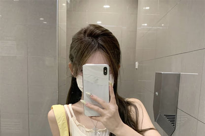 Mock Two-Piece Scoop Neck Two Tone Lettuce Edge Crop Camisole Top