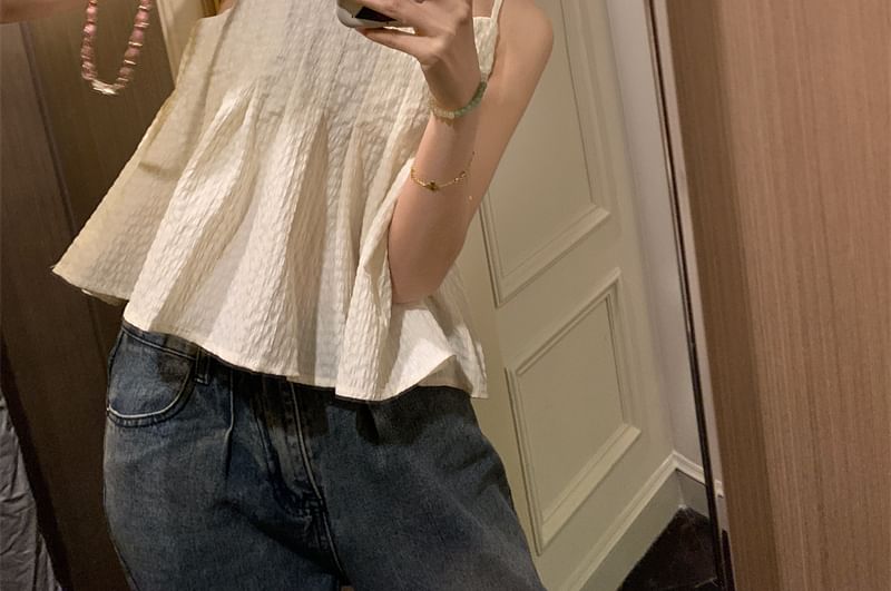 V-Neck Plain Flowy Crop Cami Top