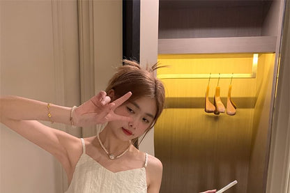 V-Neck Plain Flowy Crop Cami Top