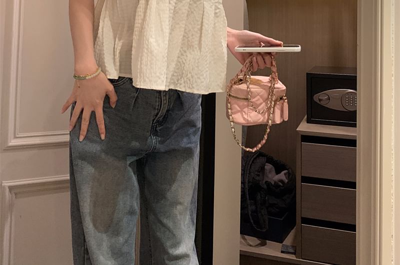 V-Neck Plain Flowy Crop Cami Top