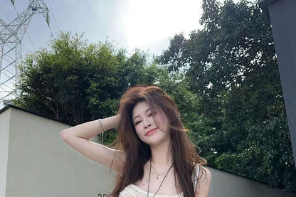 Cowl Neck Asymmetrical Lace Panel Ruffle Hem Camisole Top