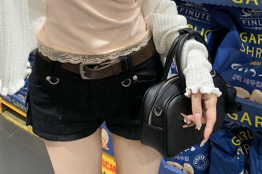 Scoop Neck Lace Panel Bow Accent Slim Fit Crop Tank Top