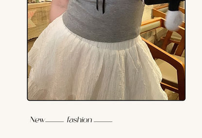 V-Neck Plain Bow Accent Lace Trim Crop Cami Top