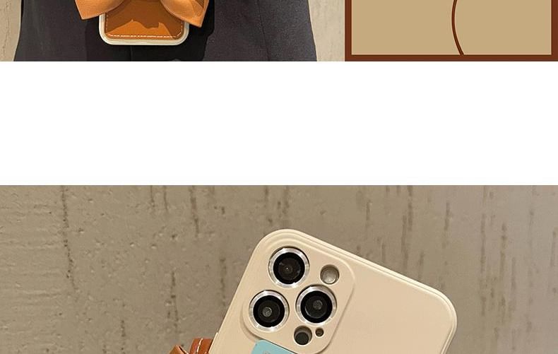 Bow Card Holder Faux Leather Phone Case with Lanyard