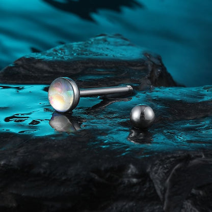 Alloy Faux Gemstone Barbell Earring