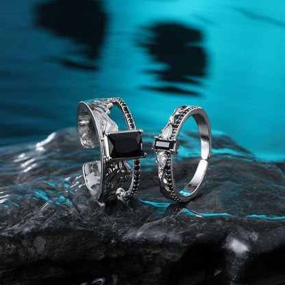 Open Rhinestone Cutout Alloy Ring