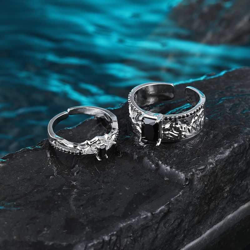 Open Rhinestone Cutout Alloy Ring