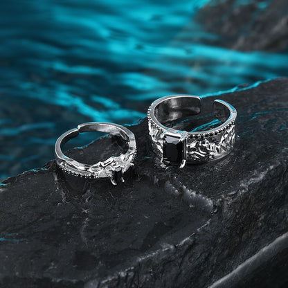 Open Rhinestone Cutout Alloy Ring