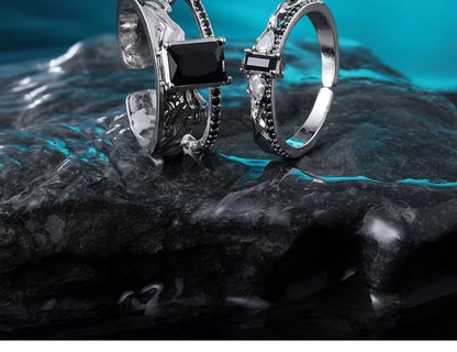 Open Rhinestone Cutout Alloy Ring