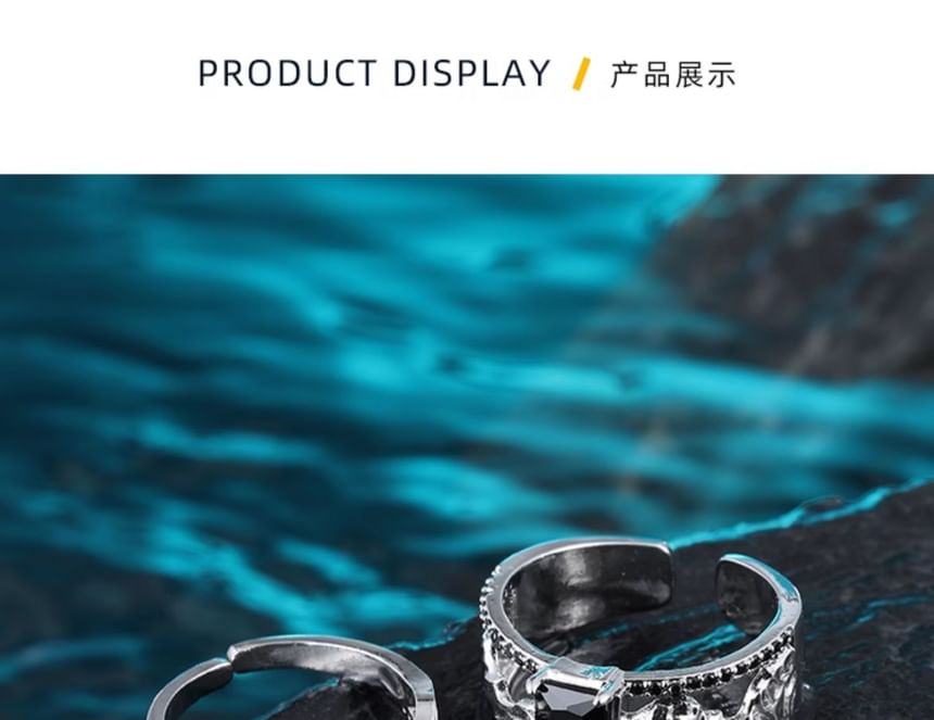 Open Rhinestone Cutout Alloy Ring