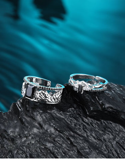 Open Rhinestone Cutout Alloy Ring