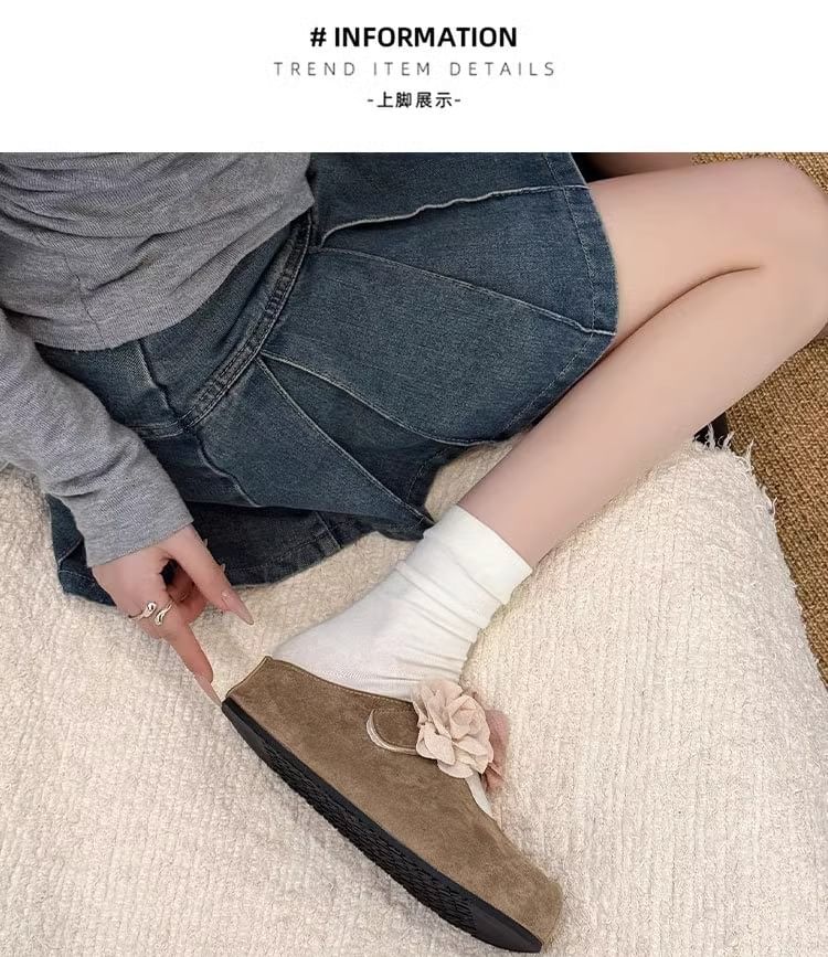 Hidden Wedge Floral Accent Genuine Leather Mary Jane Mules