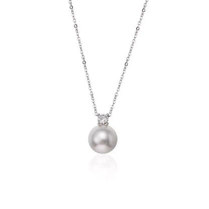 Faux Pearl Rhinestone Stud Earring / Pendant Necklace