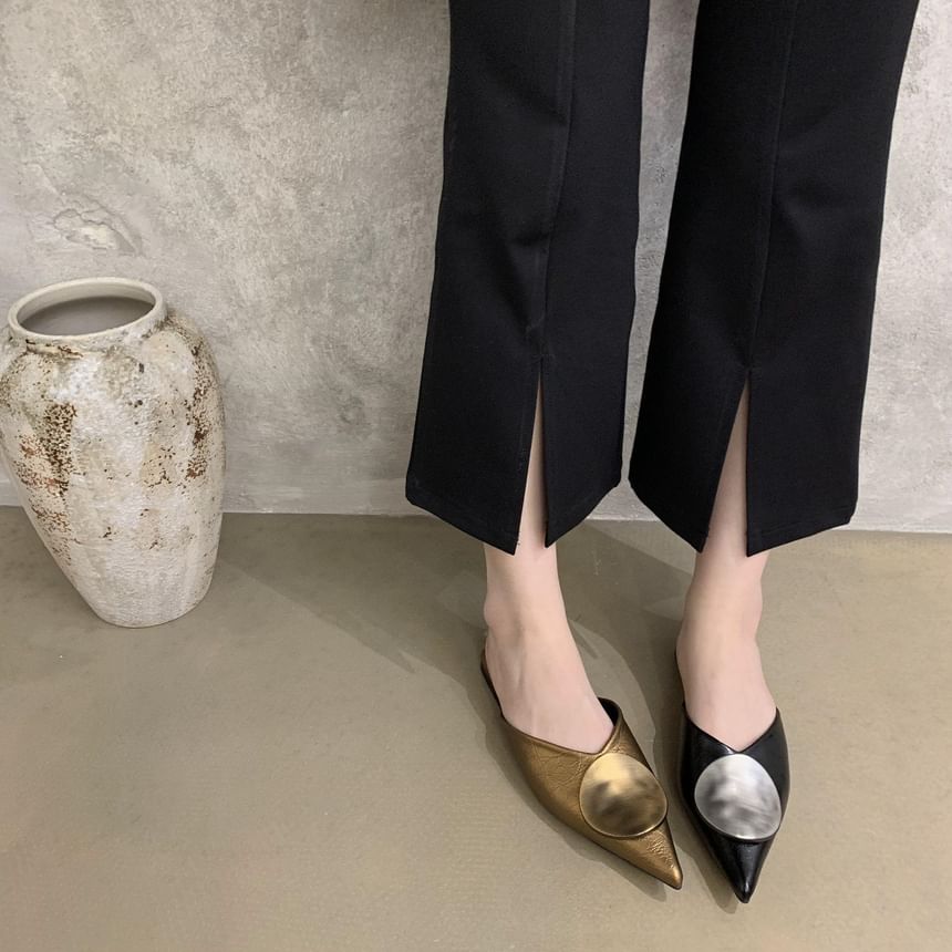 Pointed Toe Disc Mules