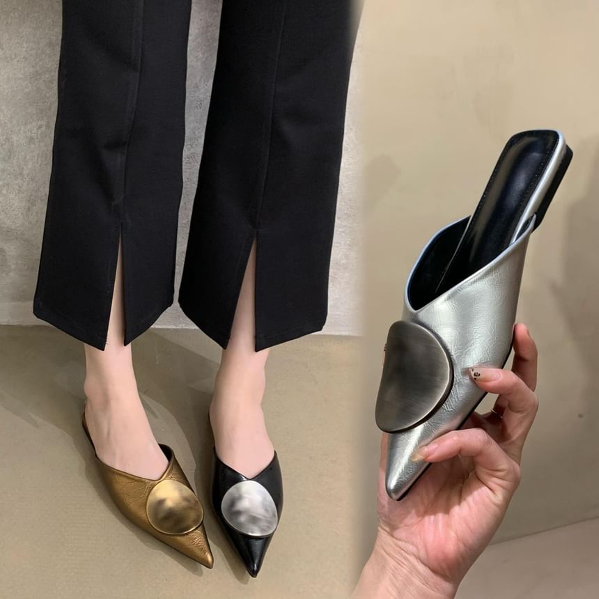 Pointed Toe Disc Mules