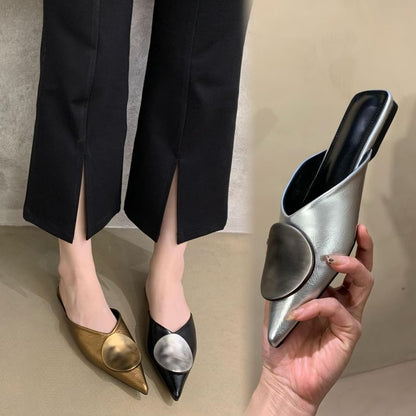 Pointed Toe Disc Mules