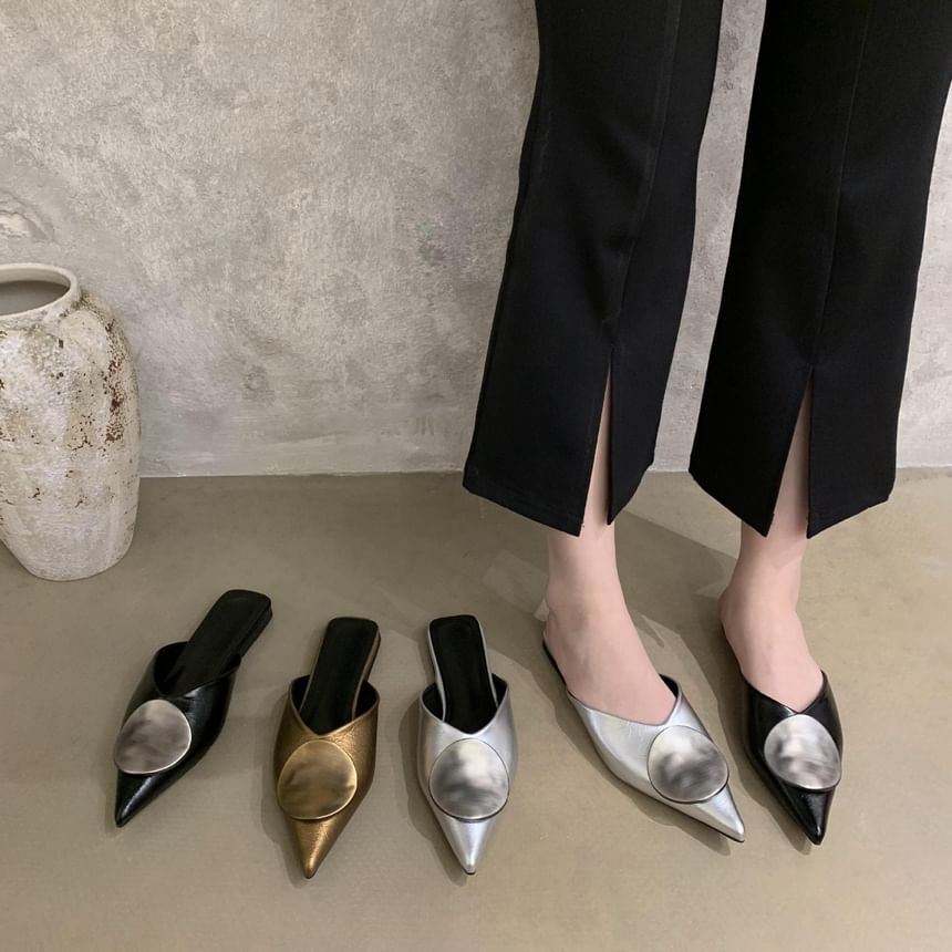 Pointed Toe Disc Mules