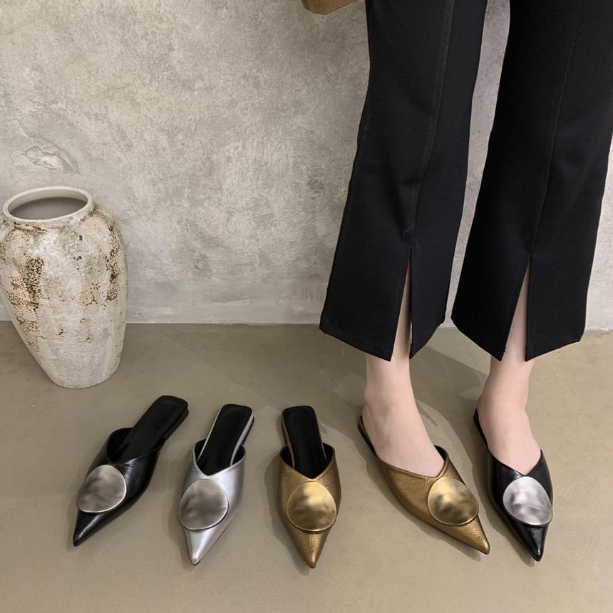 Pointed Toe Disc Mules