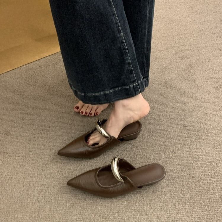 Pointed Toe Wedge Mary Jane Mules