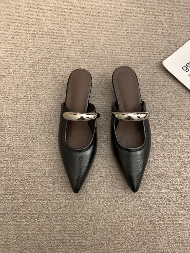 Pointed Toe Wedge Mary Jane Mules