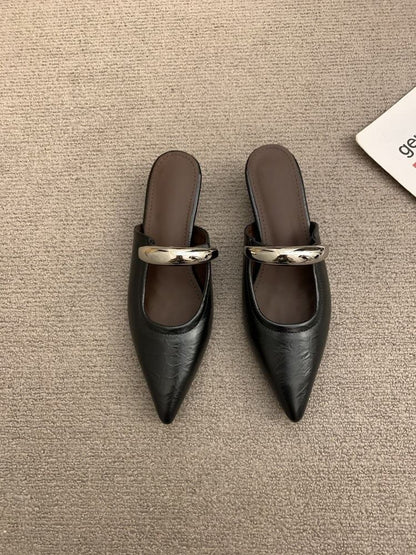 Pointed Toe Wedge Mary Jane Mules