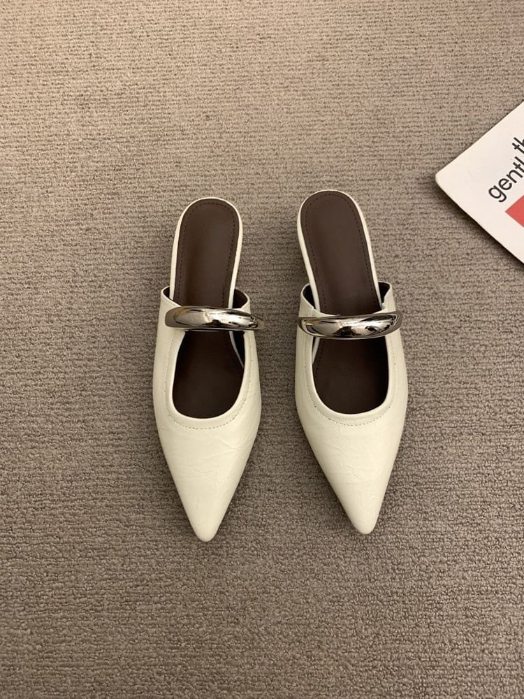Pointed Toe Wedge Mary Jane Mules
