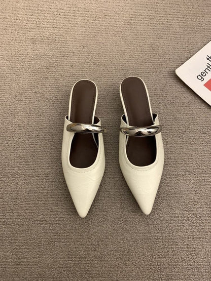 Pointed Toe Wedge Mary Jane Mules