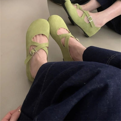 Criss Cross Hidden Wedge Mary Jane Shoes