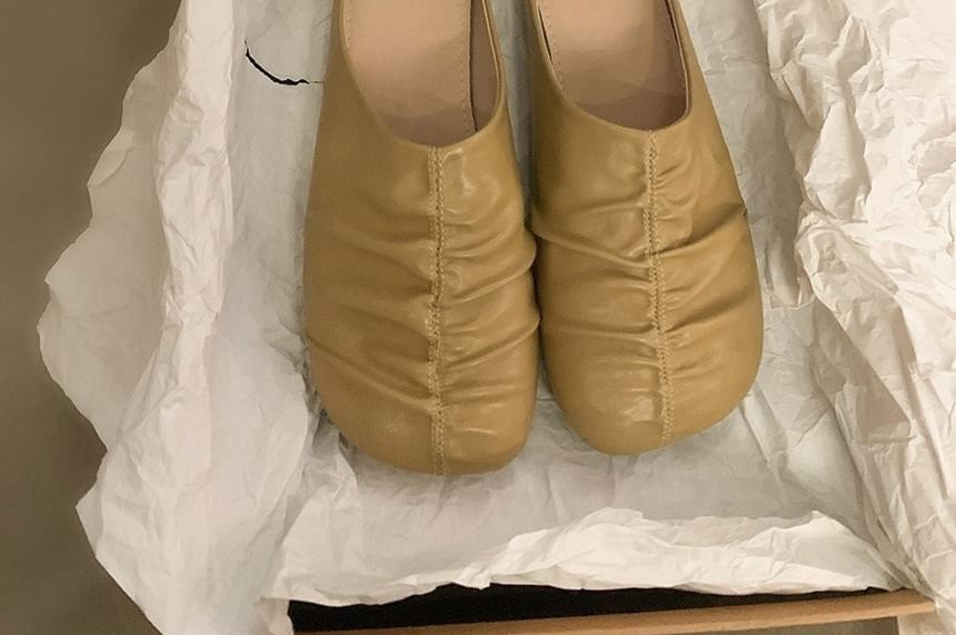 Ruched Faux Leather Mules