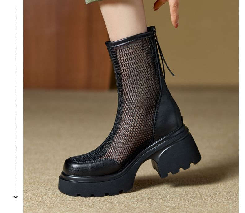 Platform Panel Mesh Short Boots