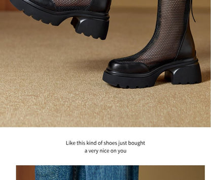 Platform Panel Mesh Short Boots