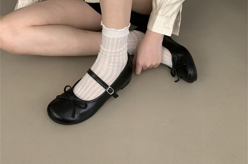 Bow Mary Jane Hidden Wedge Shoes