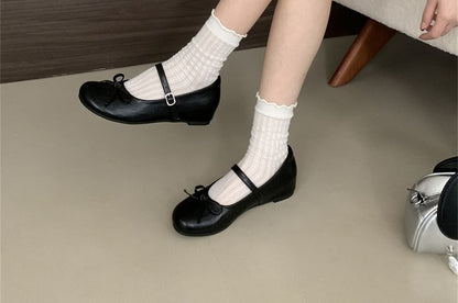 Bow Mary Jane Hidden Wedge Shoes