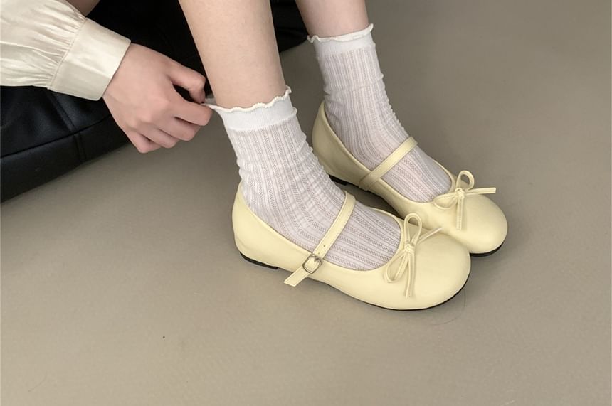 Bow Mary Jane Hidden Wedge Shoes