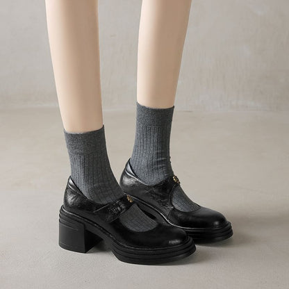 Platform Block Heel Mary Jane Pumps