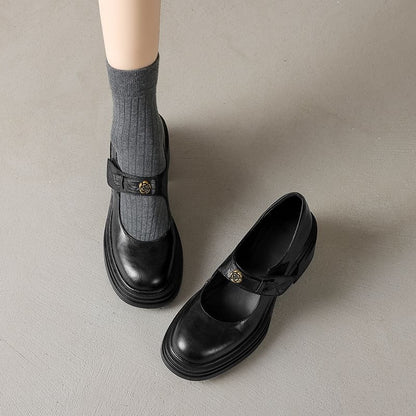 Platform Block Heel Mary Jane Pumps