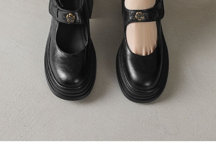 Platform Block Heel Mary Jane Pumps