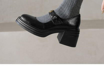 Platform Block Heel Mary Jane Pumps