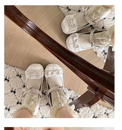 Bow Ruffle Mary Jane Pumps