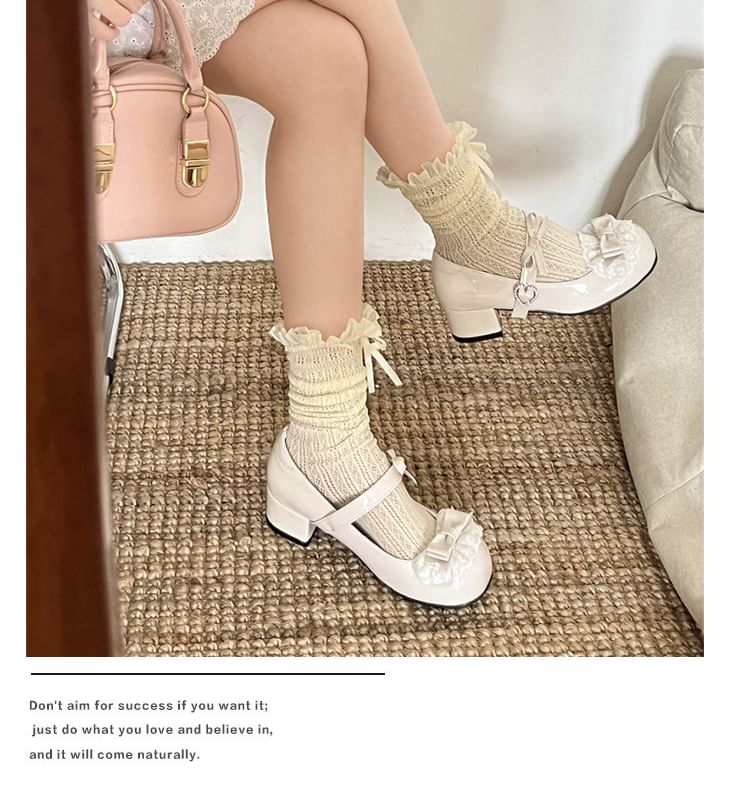 Bow Ruffle Mary Jane Pumps
